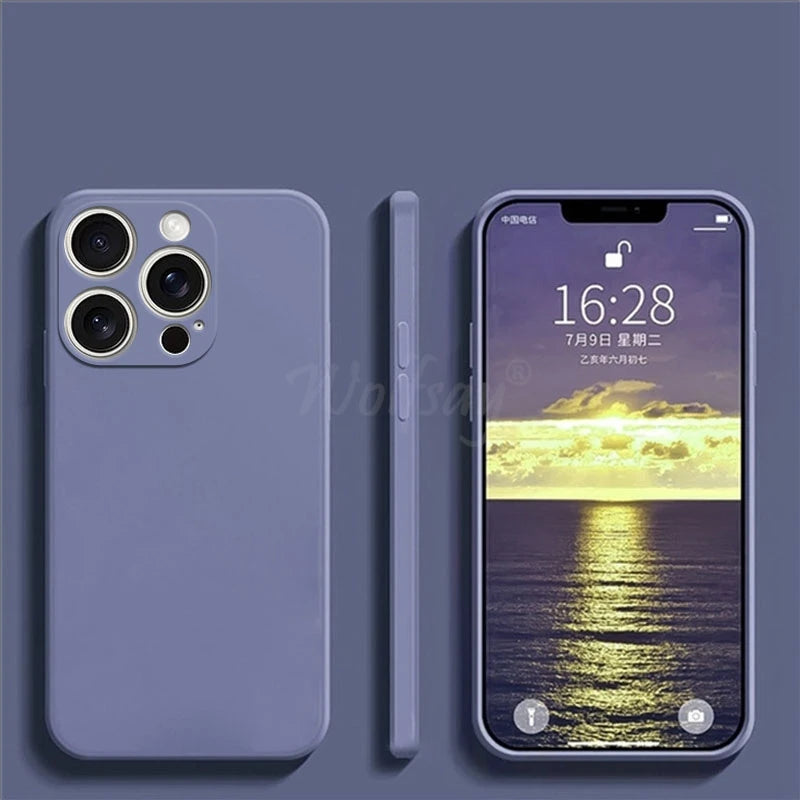 For Iphone 16 Pro Max Case Liquid Silicone Original Plain Rubber TPU Protect Case for Iphone 16 15 Pro Max Cover TPU Shockproof