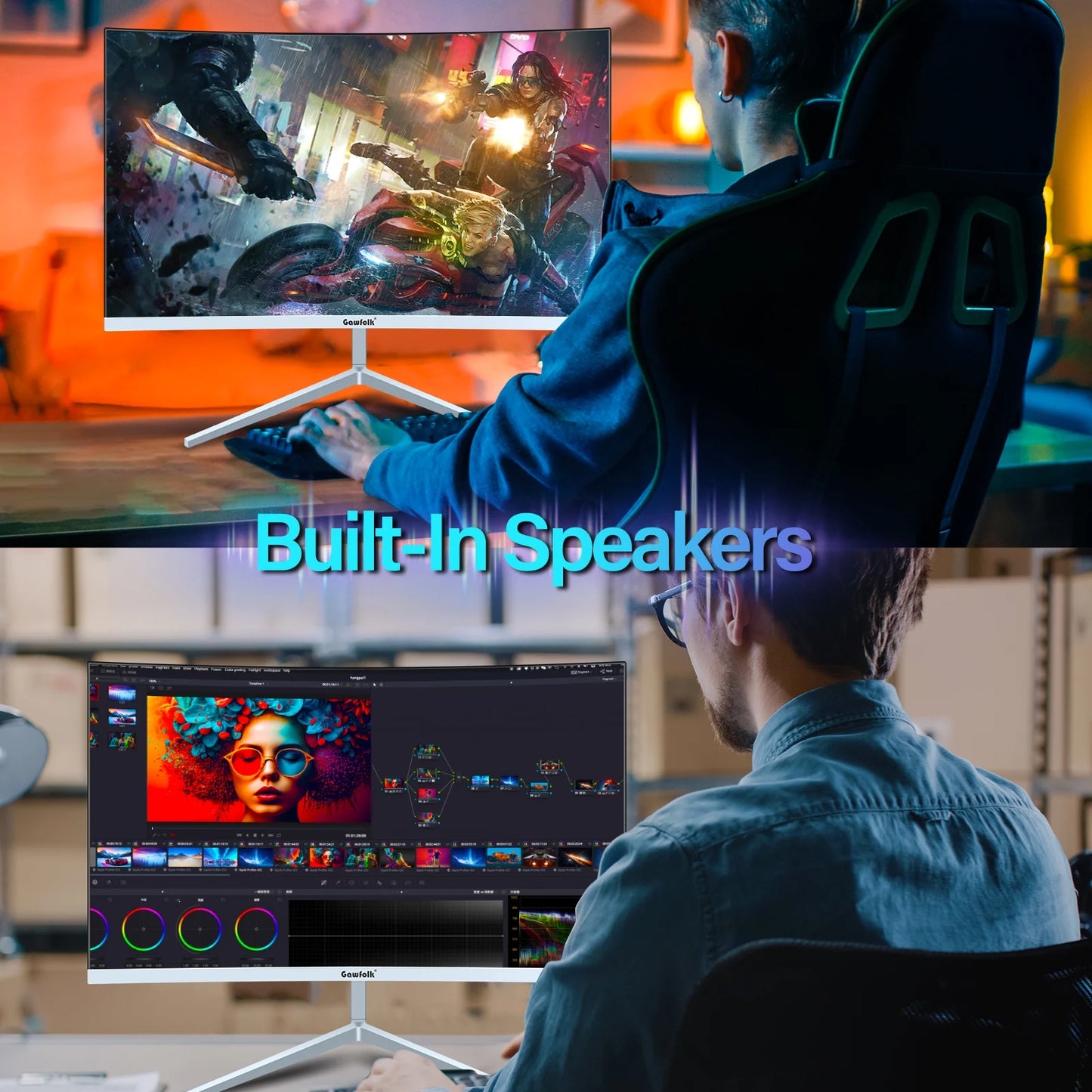 Gawfolk 24 Inch Business PC Monitor 1080P 100HZ Refresh Rate Gaming Computer Display