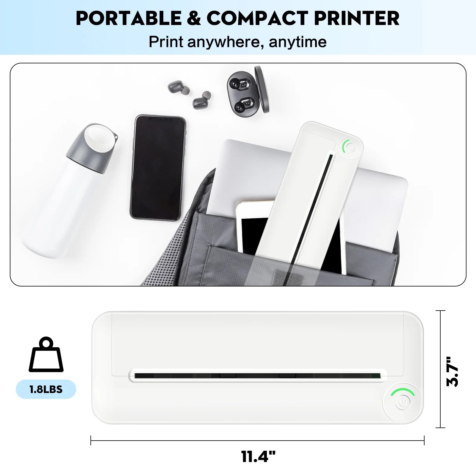 Bluetooth Printer, 8.27" Wide A4 Paper, Portable Wireless Thermal Inkless Printer with APP for Phone