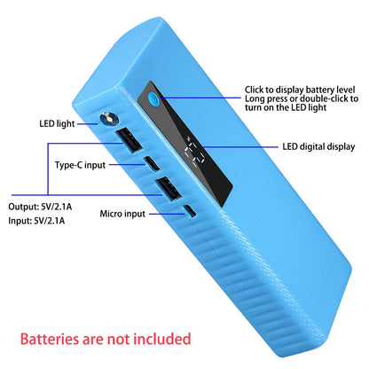 DIY Battery Power Bank Box 5 Slots 21700 Battery Power Box 5V/2.1A Dual Port Output Power Bank Portable Power