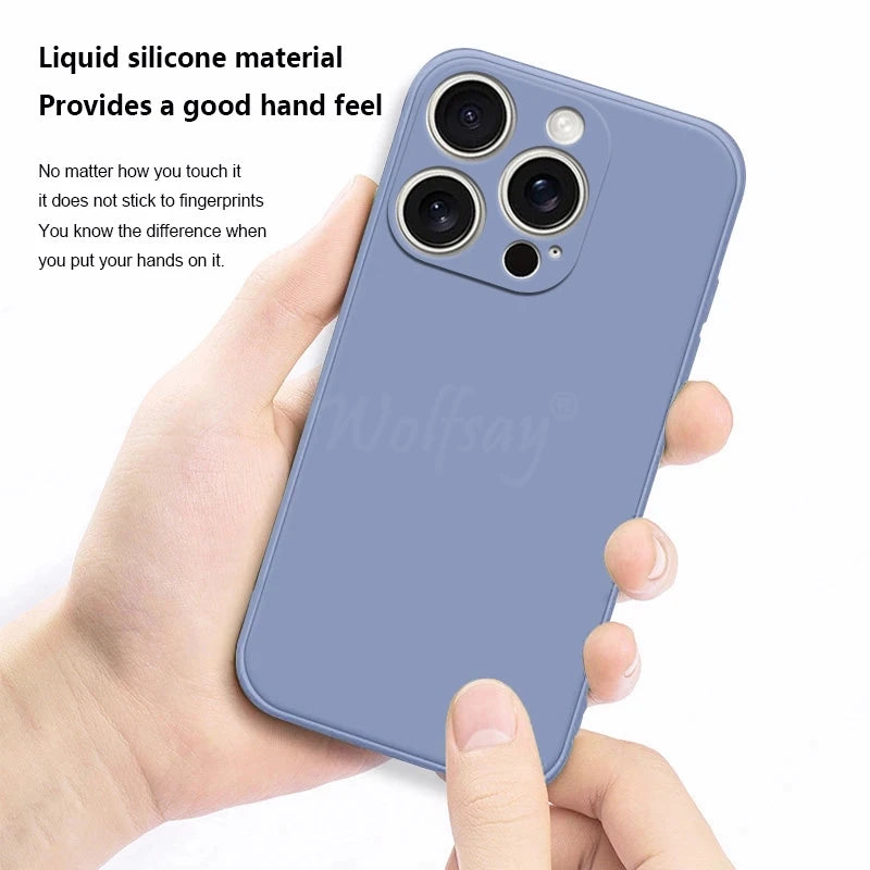 For Iphone 16 Pro Max Case Liquid Silicone Original Plain Rubber TPU Protect Case for Iphone 16 15 Pro Max Cover TPU Shockproof