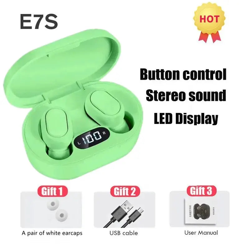 E7S TWS Wireless Headphones Bluetooth Earphone Control Sport Headset Waterproof Microphone Music Earphone Work on All Smartphone