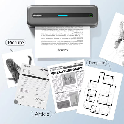 Portable Printer Wireless for Travel M832 Inkless Thermal Printer Support US Letter&A4 Use Ios Android Phone&Laptop