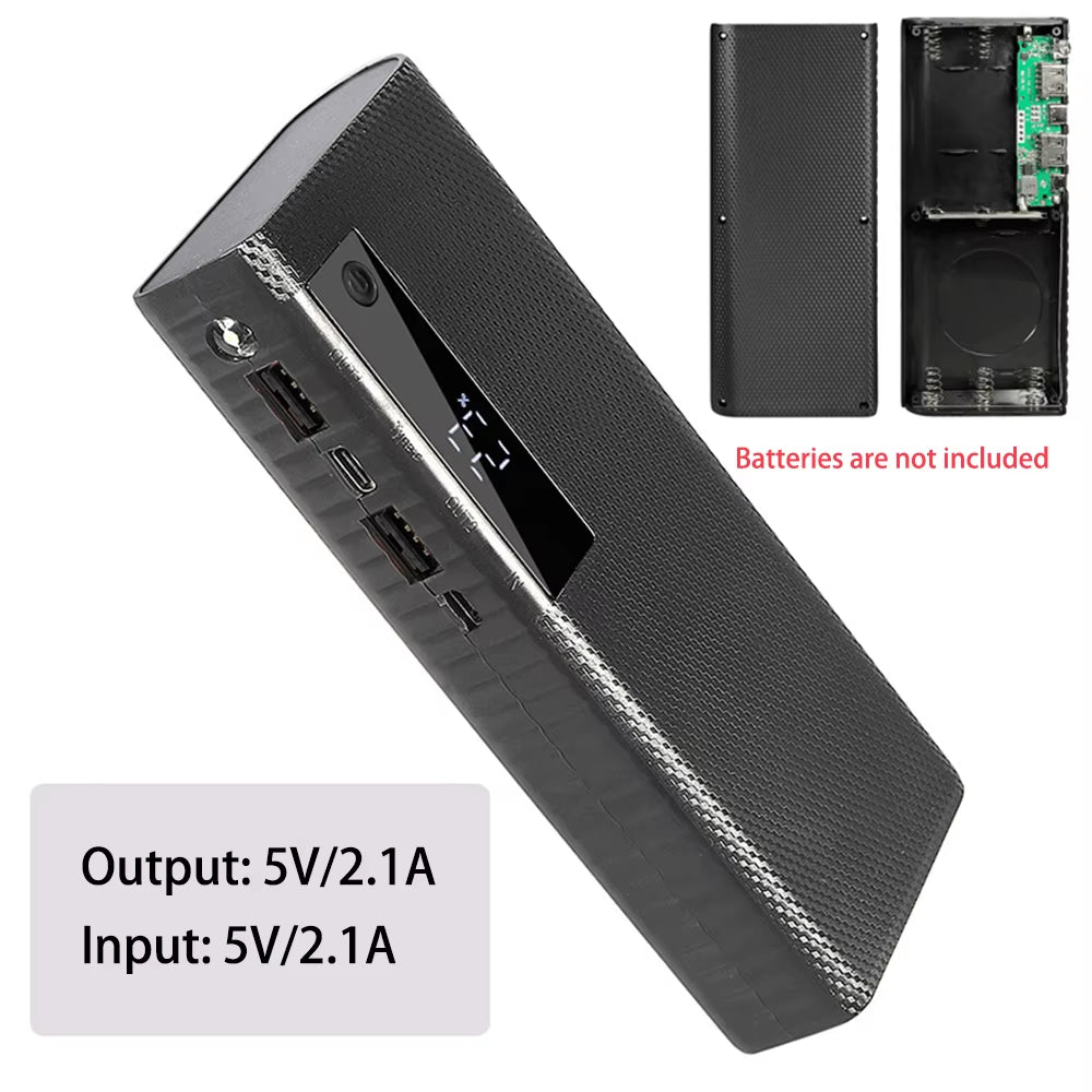 DIY Battery Power Bank Box 5 Slots 21700 Battery Power Box 5V/2.1A Dual Port Output Power Bank Portable Power