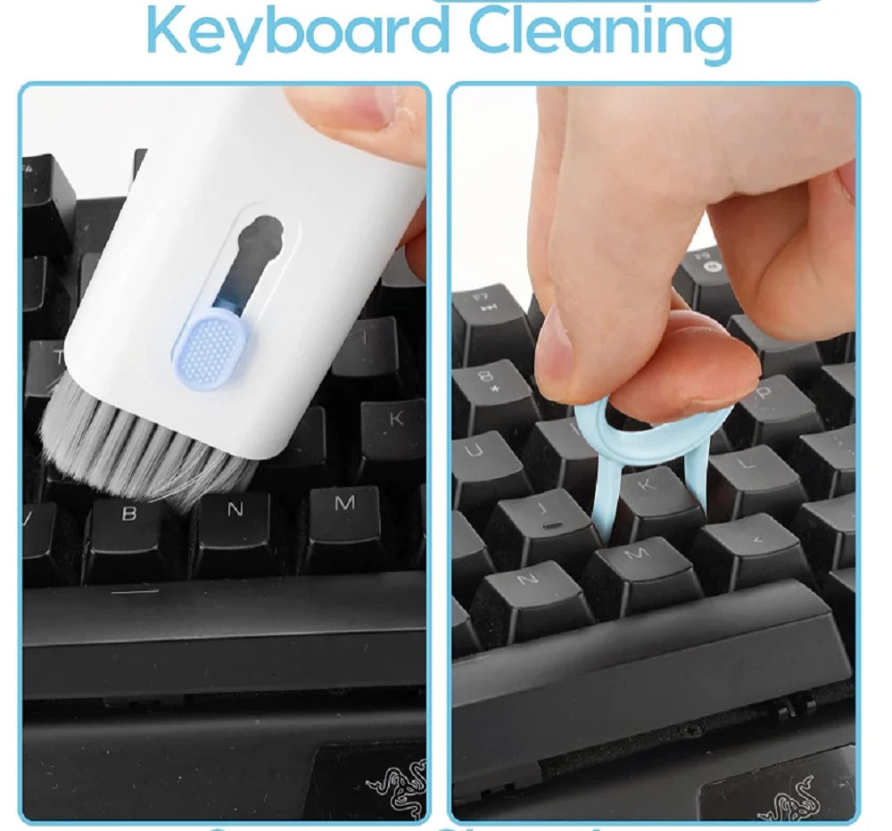 7-In-1 Multi-Device Cleaning Kit - Keyboard, Screen, and Earphone Dust Brush for Computers, Tablets, and Bluetooth Devices