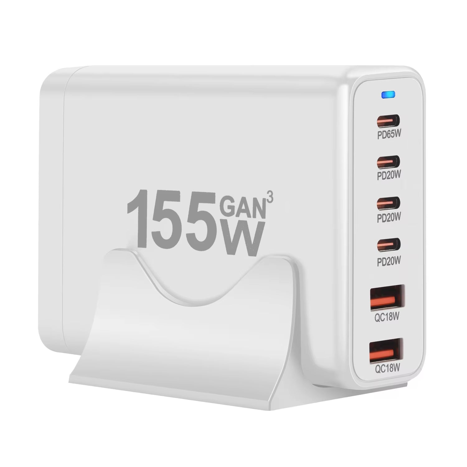 New 155W Gan Desktop Charger 6-Port USB Type C PD Charger Fast Charge 3.0 Fast Charger Mobile USB Charger