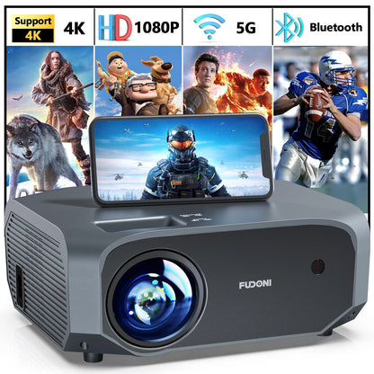 Professional Projector Native 1080P 5G Wifi 300" Display Projector with Bluetooth 5.1, 15000L Full HD 4K Outdoor Movie, 100" Screen Included