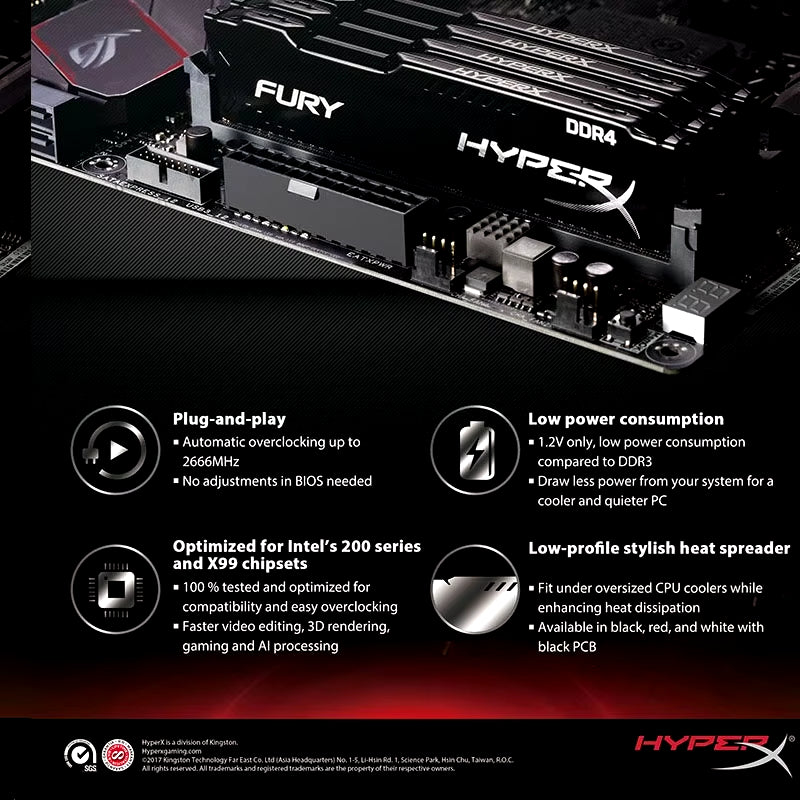 Fury Memoria DDR4 8GB 16GB 32GB RAM 3600Mhz 3200Mhz 2666Mhz 2400Mhz 2133Mhz Desktop RAM 1.2V DIMM PC-21300 25600