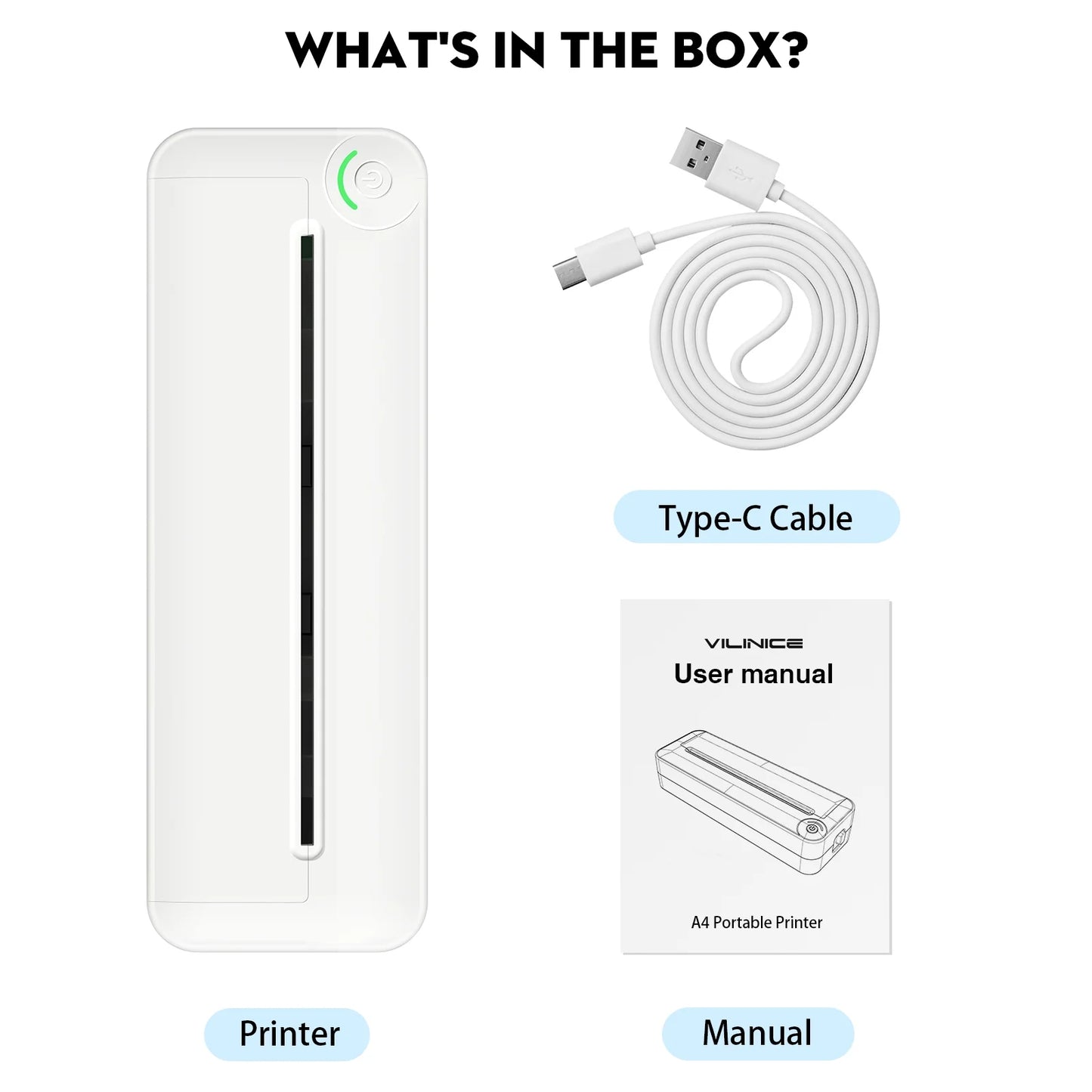 Bluetooth Printer, 8.27" Wide A4 Paper, Portable Wireless Thermal Inkless Printer with APP for Phone