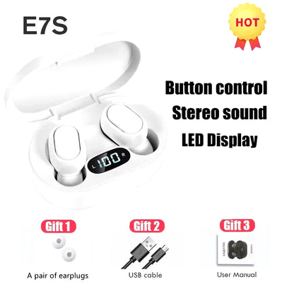 E7S TWS Wireless Headphones Bluetooth Earphone Control Sport Headset Waterproof Microphone Music Earphone Work on All Smartphone