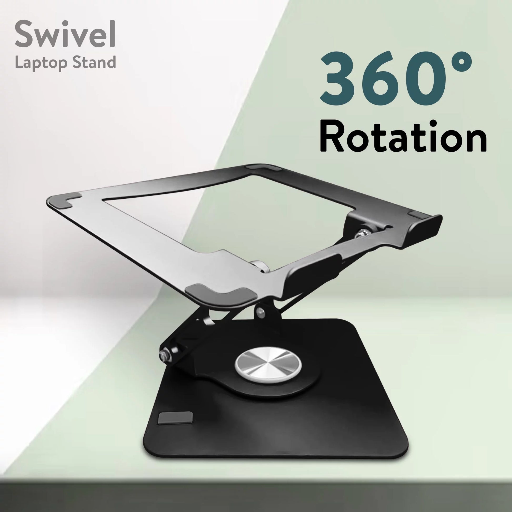 Swivel Laptop Stand for Desk – Adjustable Laptop Stand for Desk 360 Rotation – Raise, Tilt, Rotate, Cool Laptops with This Ergonomic Laptop Riser for Desk Ipad Stand Laptop Cooling Pad (Black)