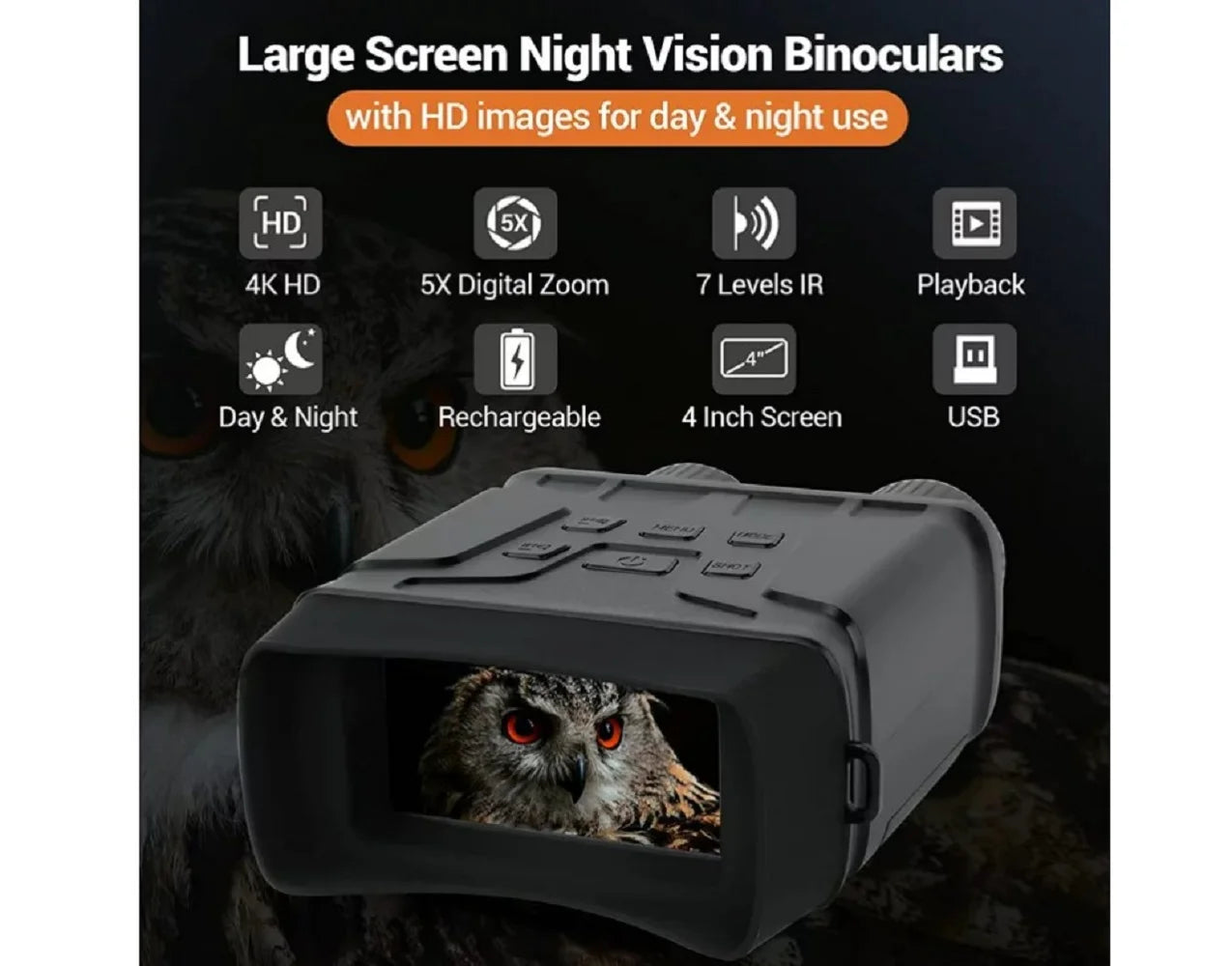 Night Vision Goggles, 7 Level Infrared Digital Night Vision Binoculars 32GB HD Photo and Video Capture, Type-C Rechargeable