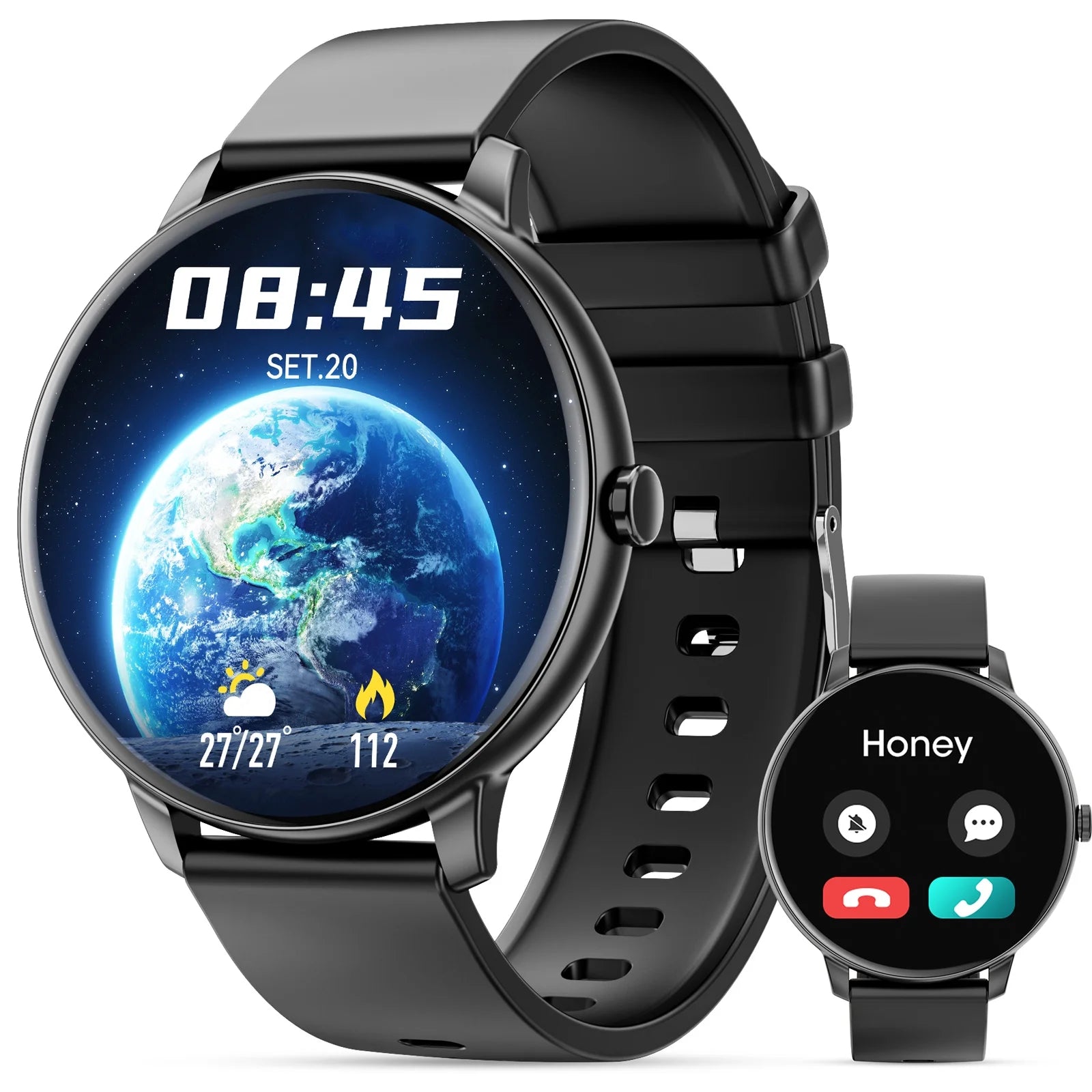 Smart Watch for Android Phone Iphone Compatible IP67 Waterproof Smart Watch Touch Screen Fitness Tracker Fitness Watch Men Women（Black）