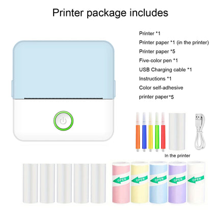 Mini Printer, Inkless Sticker Maker, Free Cut Small Pocket Printer, Portable Thermal Printer for Photo Journal Notes Memo