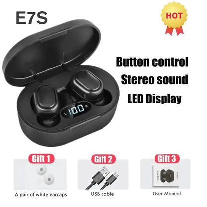 E7S TWS Wireless Headphones Bluetooth Earphone Control Sport Headset Waterproof Microphone Music Earphone Work on All Smartphone