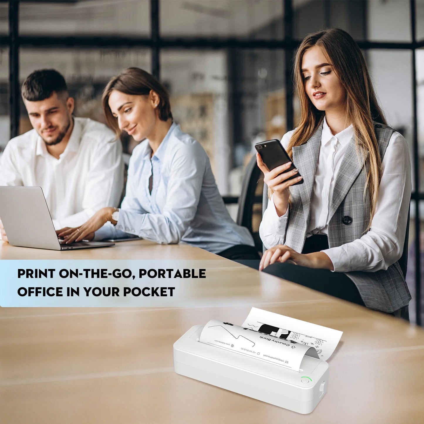 Bluetooth Printer, 8.27" Wide A4 Paper, Portable Wireless Thermal Inkless Printer with APP for Phone