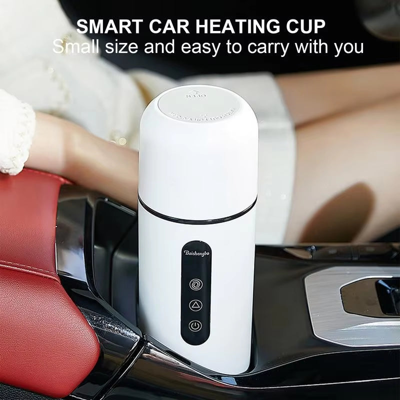 Car Electric Kettle Heated Water Cup 12V/24V Portable Universal Travel Cup with Automatic Stirring Function 420Ml Car Kettles