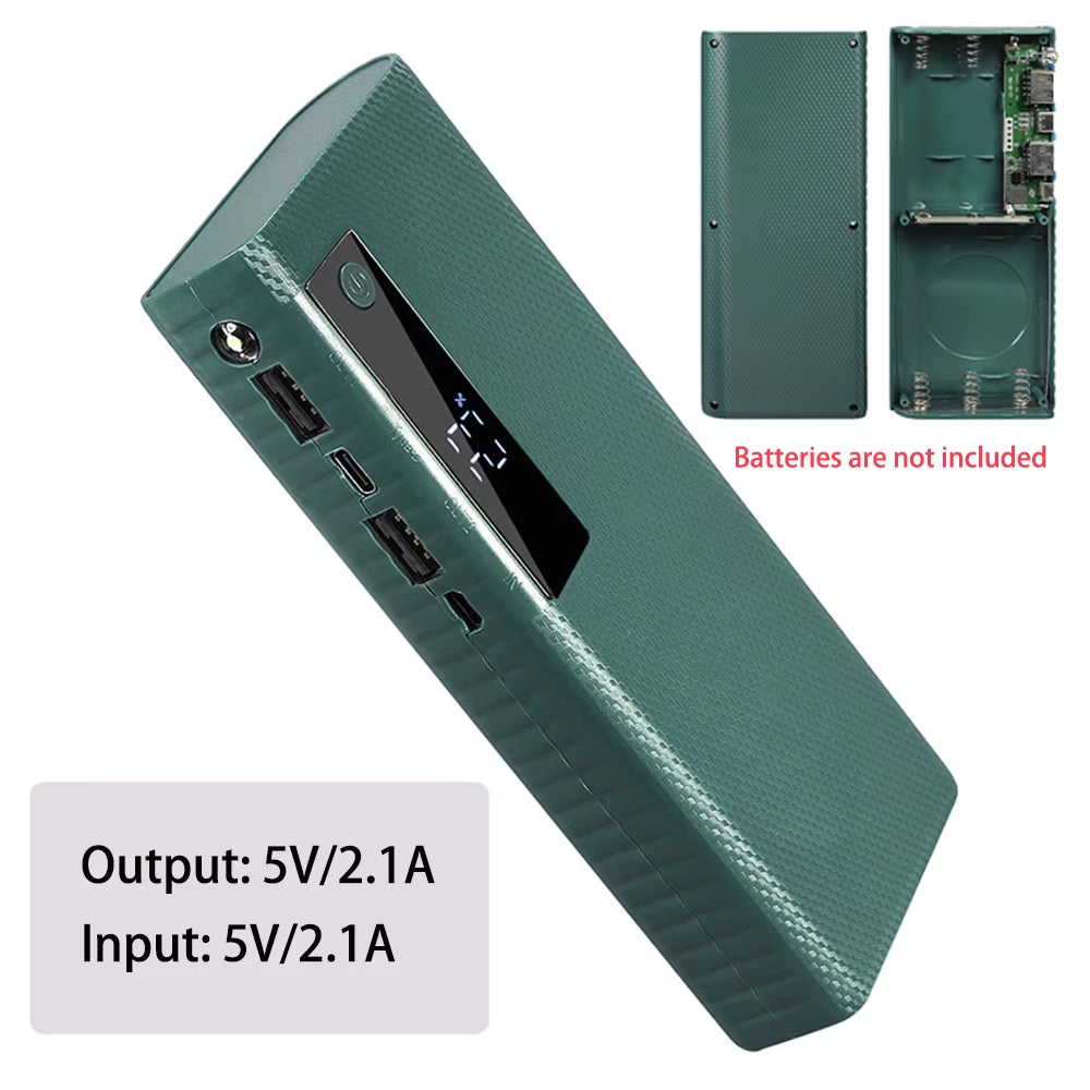 DIY Battery Power Bank Box 5 Slots 21700 Battery Power Box 5V/2.1A Dual Port Output Power Bank Portable Power