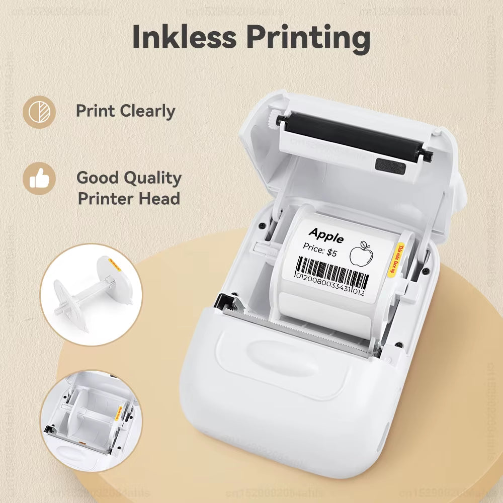 Portable Mini Printer P50 Thermal Adhesive Label Printer without Ink Bluetooth Sticker Printer Barcode Price Tag Label Maker