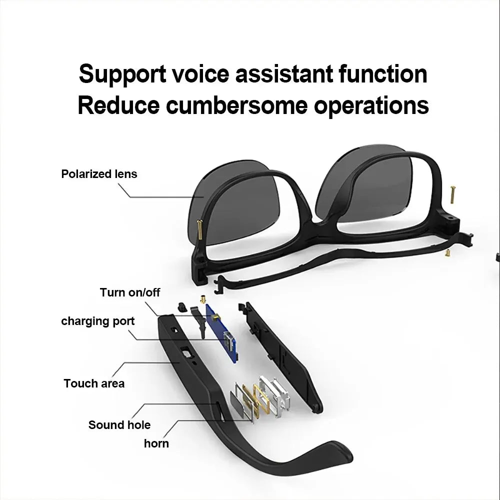 Smart Glasses Headset Wireless Bluetooth 5.0 Sunglasses Outdoor Sport Earphone Calling Music Anti-Blue Eyeglasses