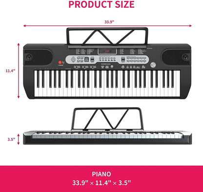 Piano Set 61 Key Portable Electric Keyboard Kit with Headphone, Stand, Stool and Power Supply