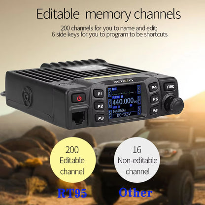 RT95 Car Radio with Screen Ham Car Mobile Radio Station Autoradio Two-Way Radio 25W VHF UHF CHIRP Anytone Base Station