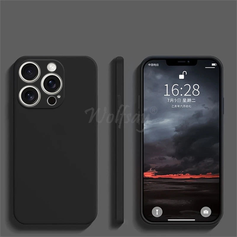 For Iphone 16 Pro Max Case Liquid Silicone Original Plain Rubber TPU Protect Case for Iphone 16 15 Pro Max Cover TPU Shockproof